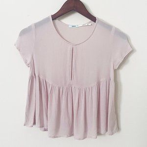 Kimchi Blue Melody Babydoll Crop Top in Blush, XS